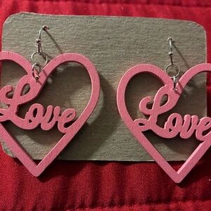 Pink Heart Love Earrings